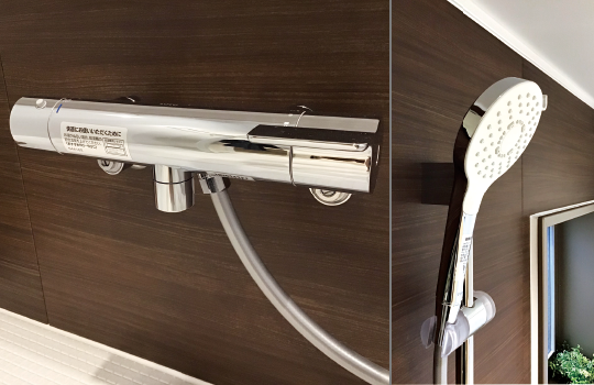壁付サーモスタット混合水栓&シャワーヘッド